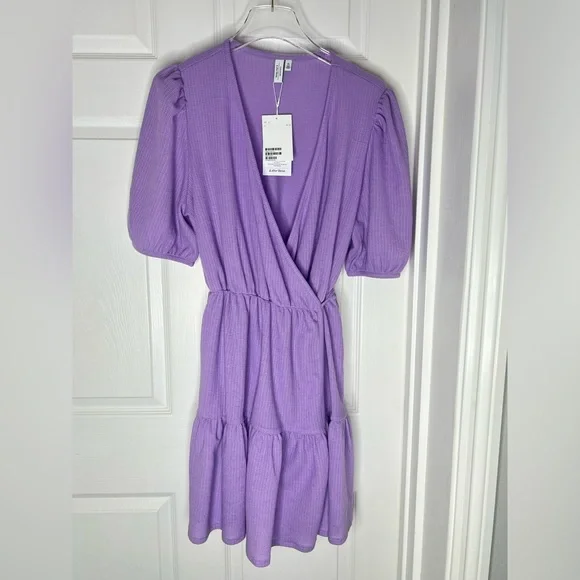 strapless open back dress Cali Drape Skirt Knit Mini Dress / Purple | Meshki